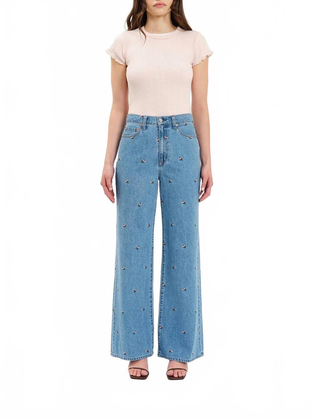 NEW DAZE far out flower high rise jeans in fated